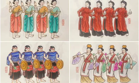 [Chùm ảnh] Khám phá di sản văn hóa Việt Nam qua bộ tranh của họa sĩ Khoa Phùng